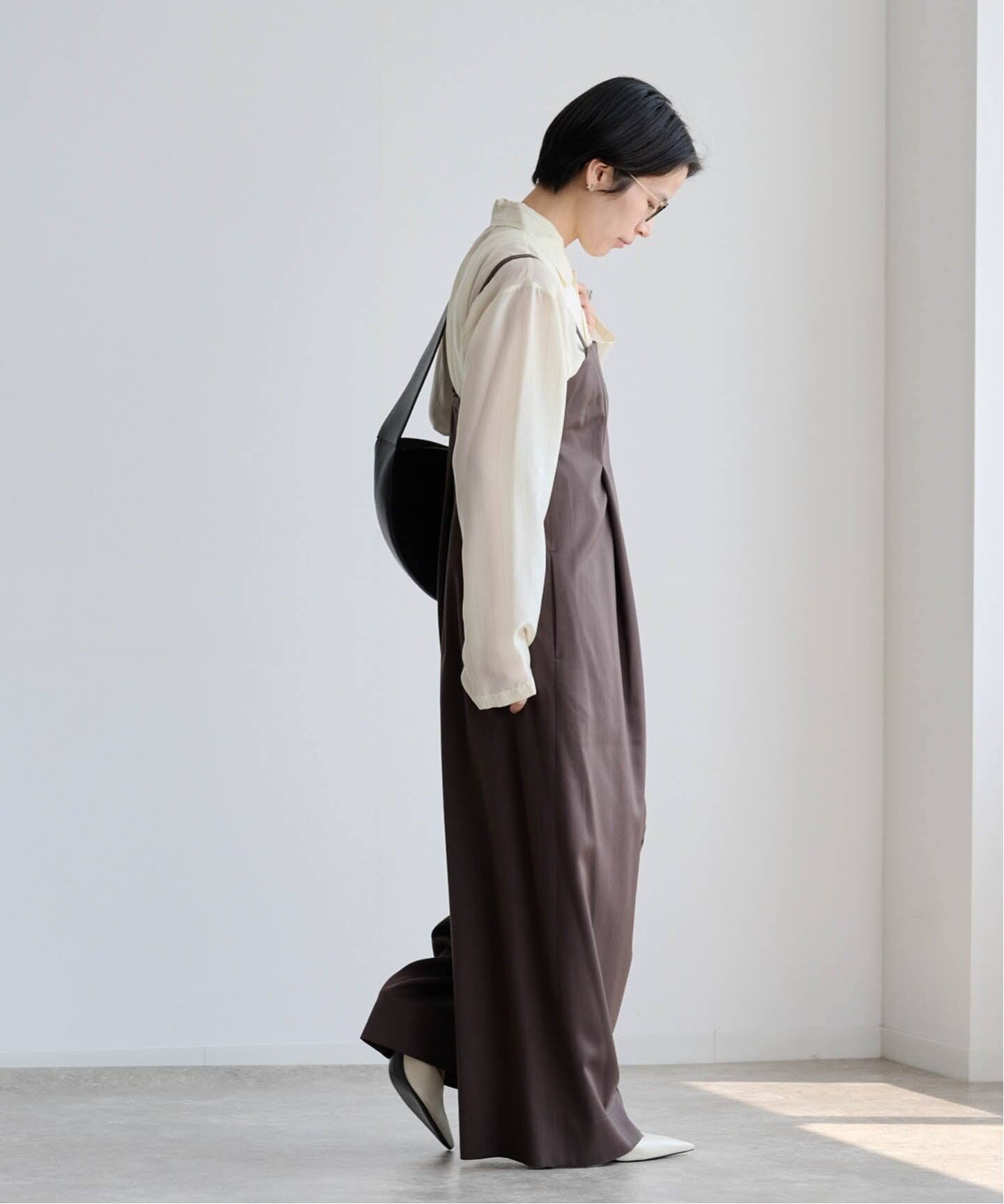 ATON WOOL SATIN STRETCH JUMPSUIT（サロペット／オーバーオール