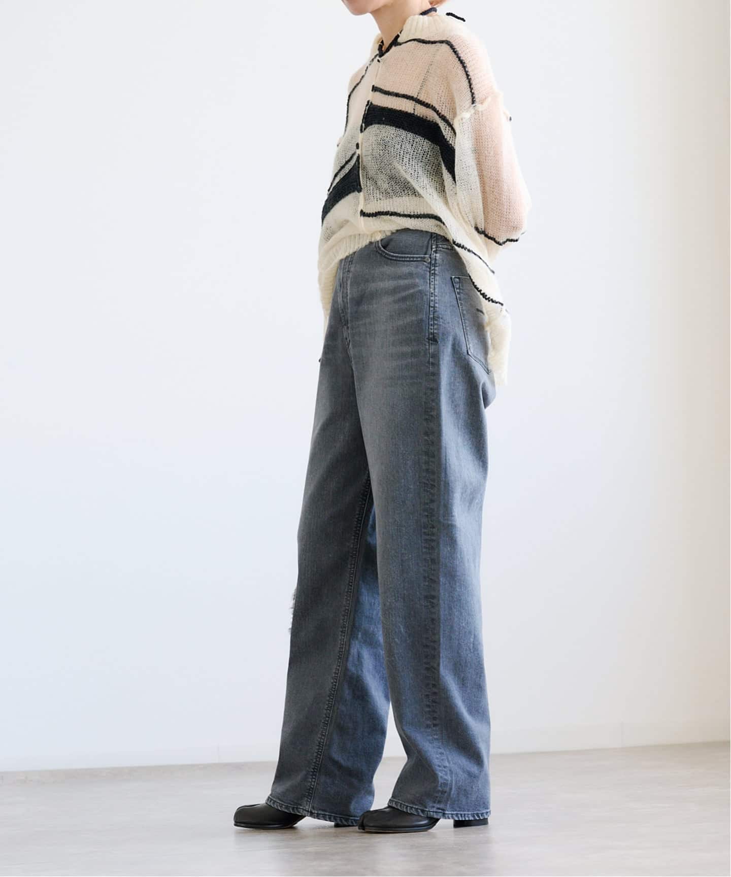 IENA YANUK ルーズストレート”JOAN” グレーデニム　22 ルーズストレート
