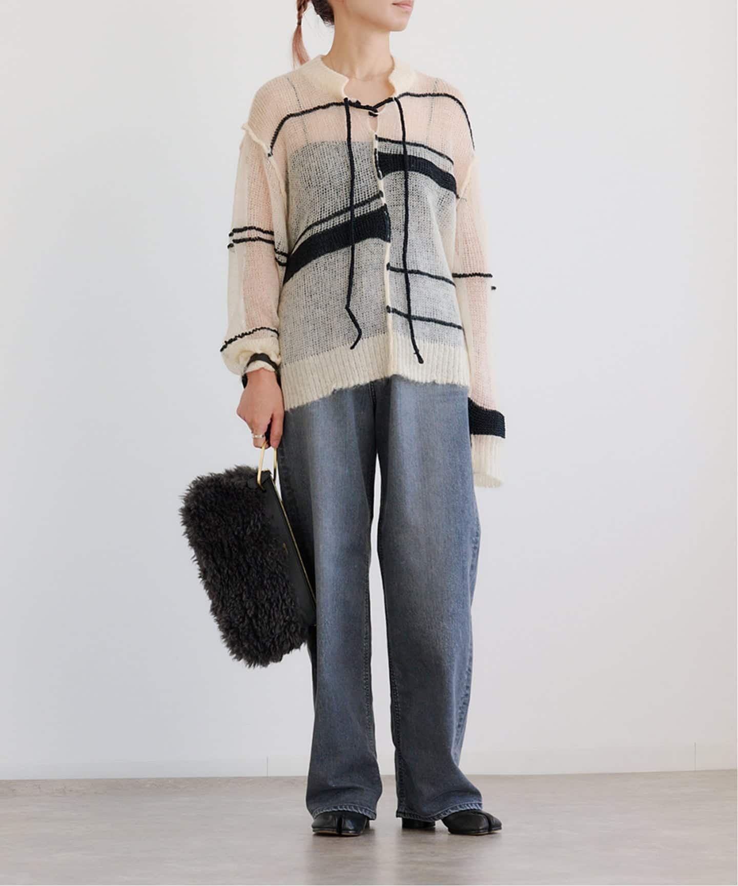 IENA YANUK ルーズストレート”JOAN” グレーデニム　22 ルーズストレート
