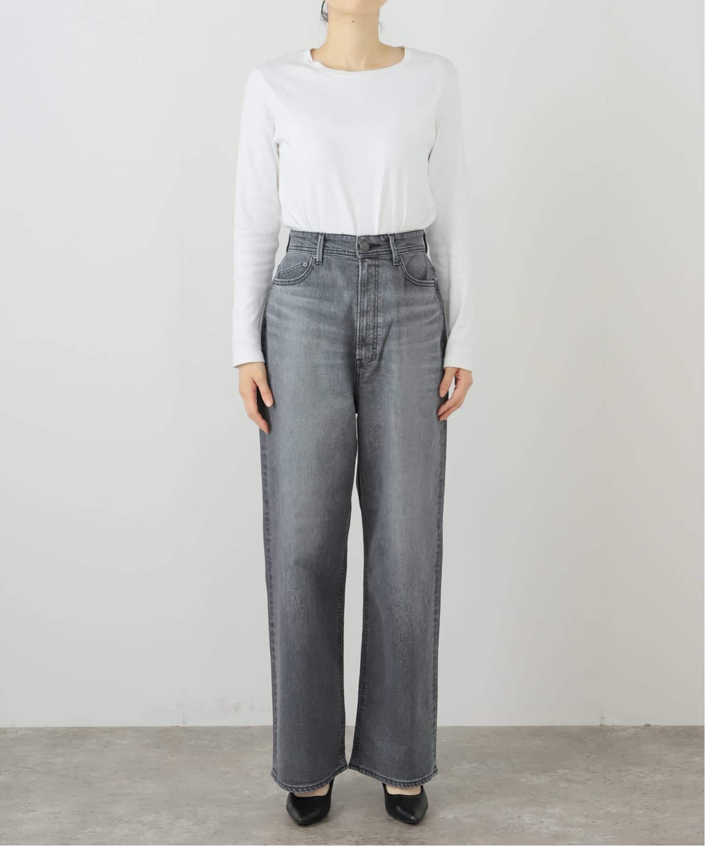 IENA YANUK ルーズストレート”JOAN” グレーデニム　22 ルーズストレート