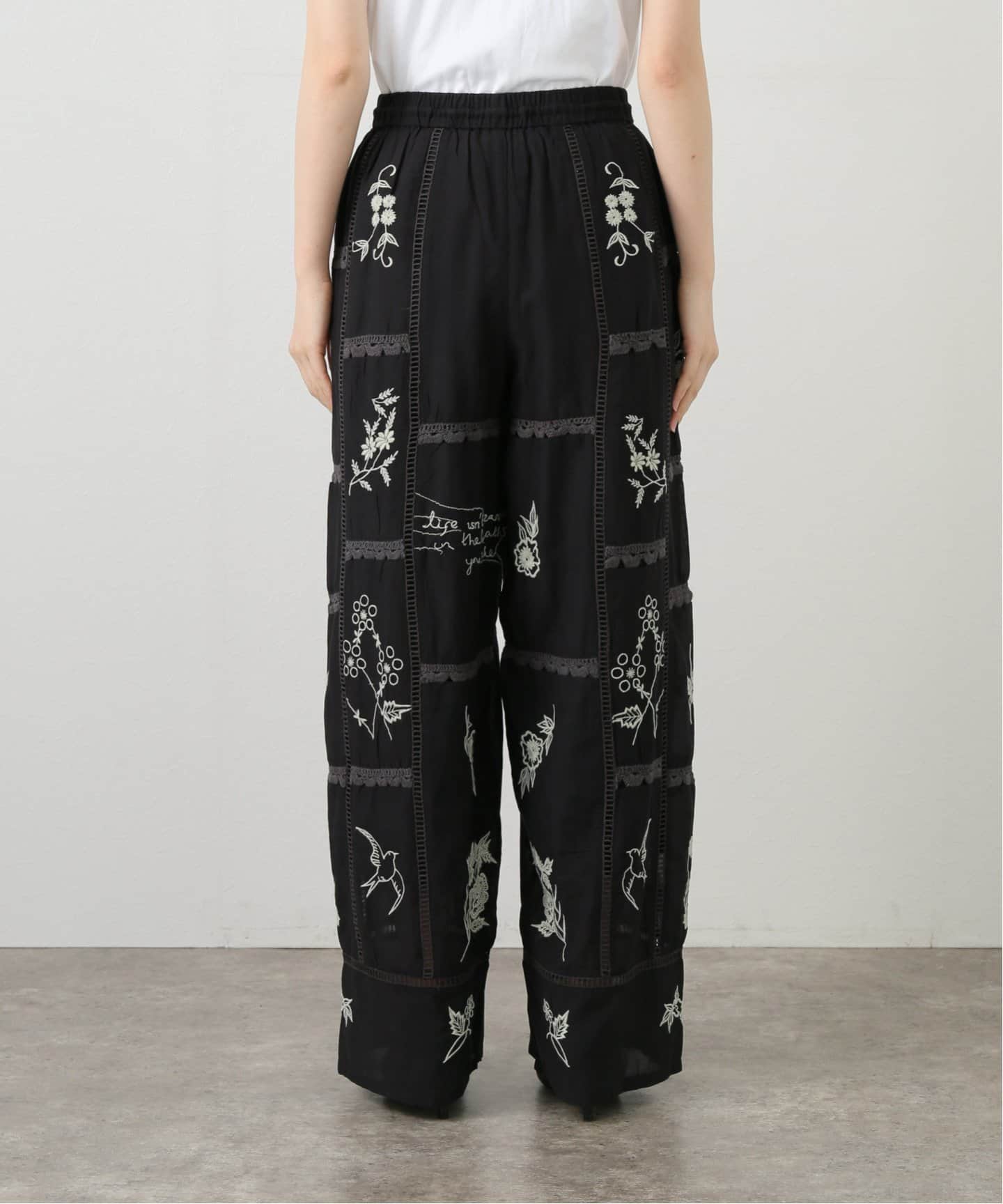 todayful Embroidery Patchwork Trousers 黒 TODAYFUL トゥデイフル ボトムス Embroidery Patchwork Trousers