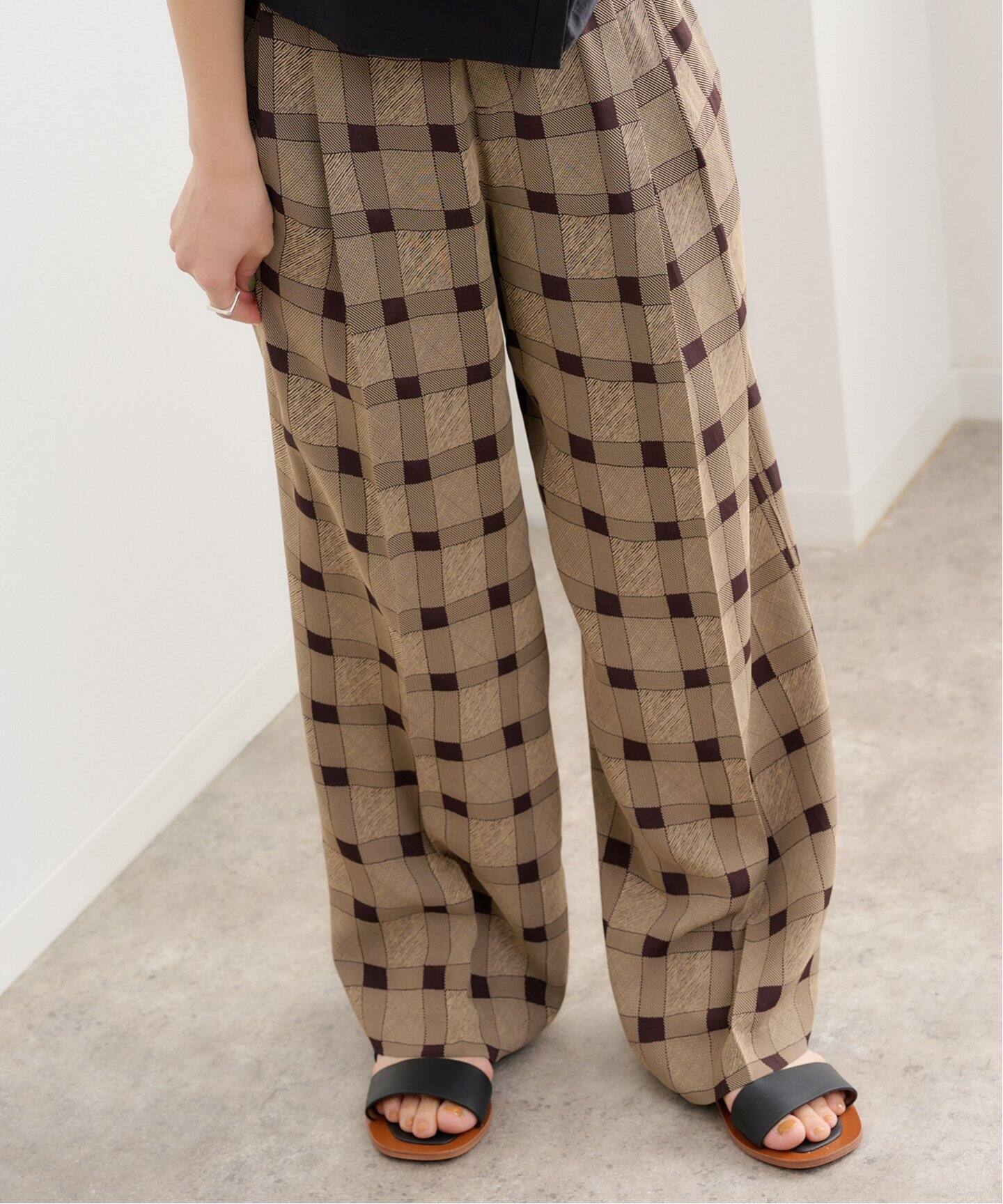 TODAYFUL Checkjacquard Tuck Trousers 12510714（スラックス