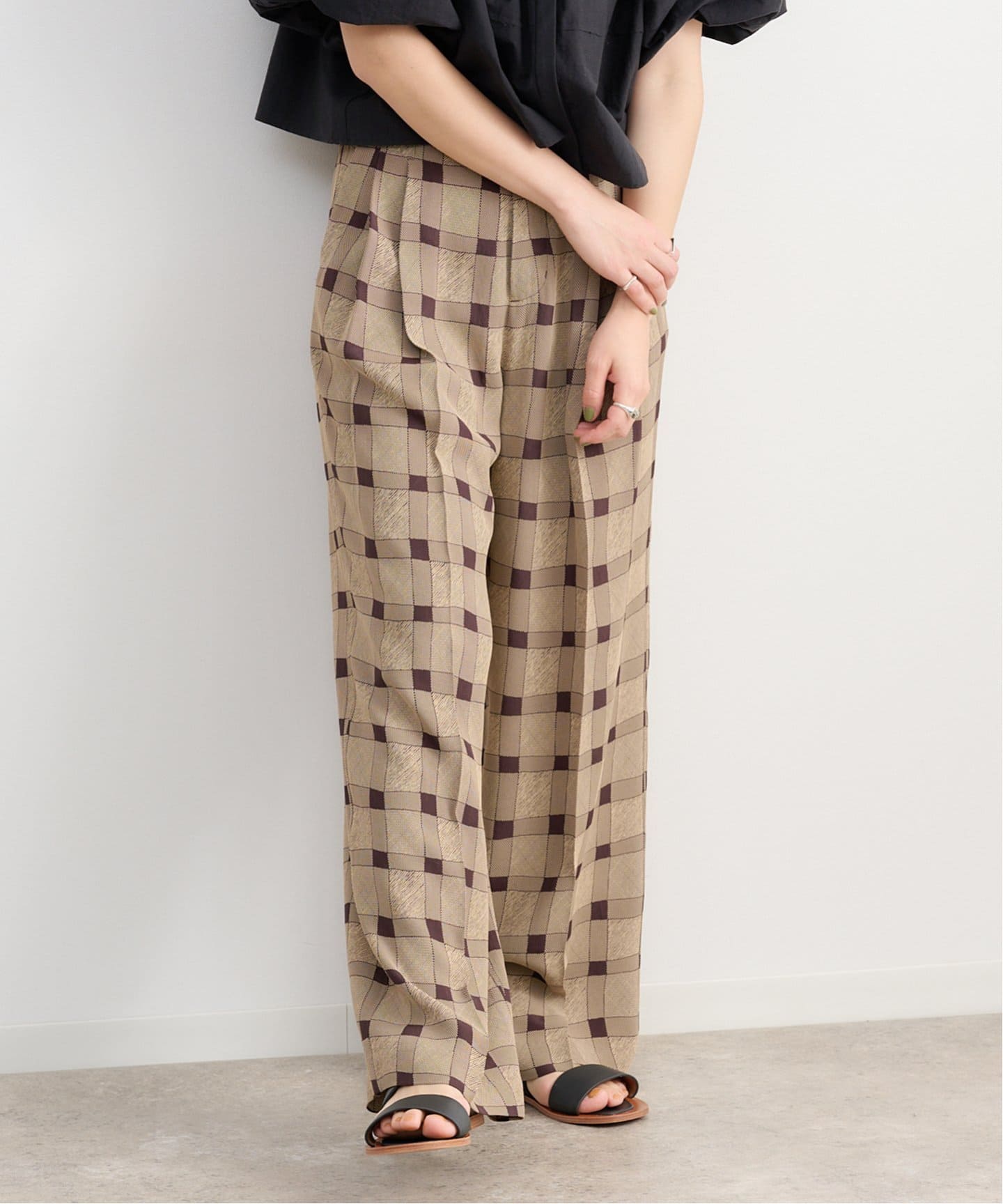 TODAYFUL Checkjacquard Tuck Trousers 12510714（スラックス