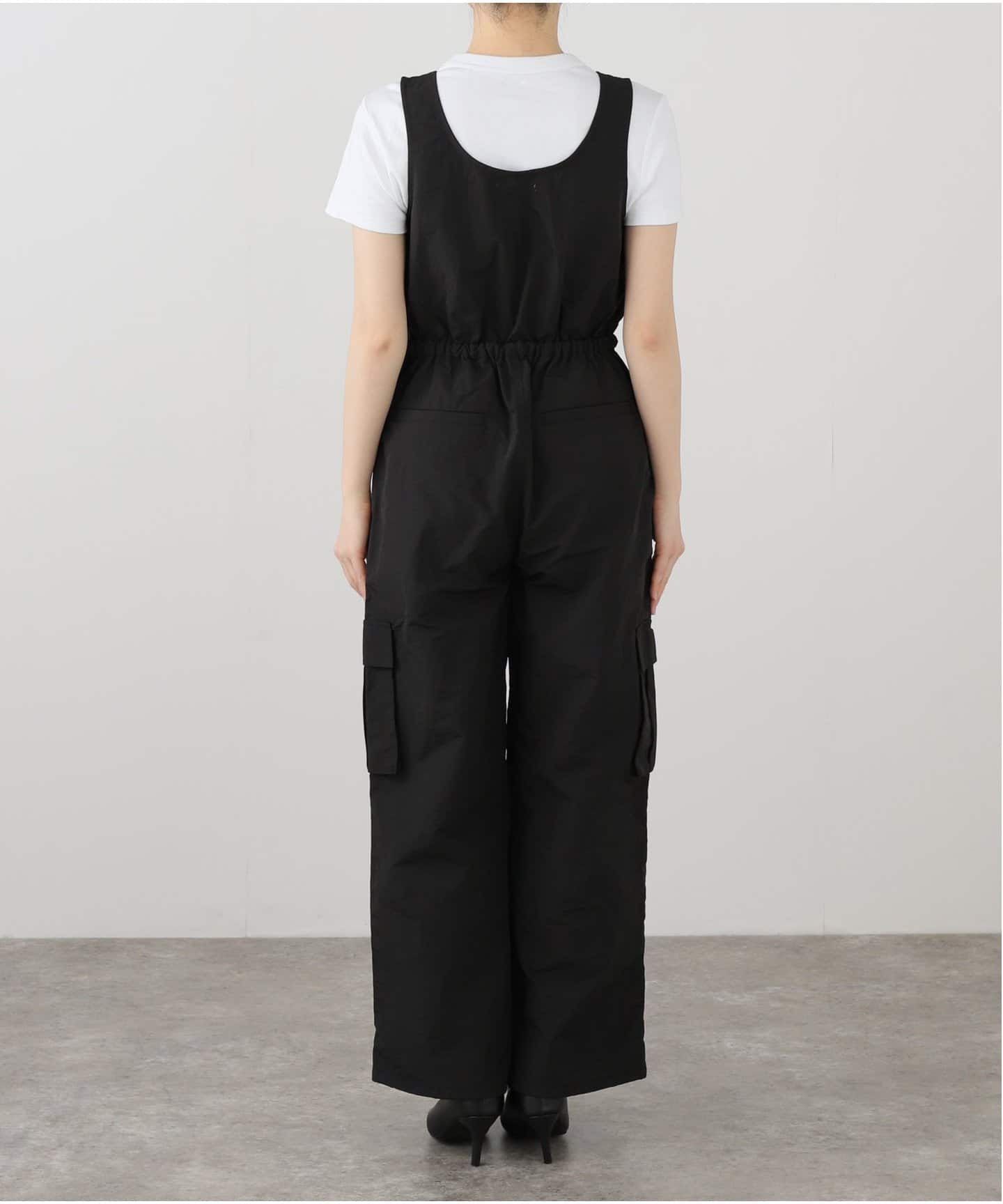 【anuke 】ブラック オールインワン　36 anuke Nylon Zip Combinaison 62510310（つなぎ／オールインワン