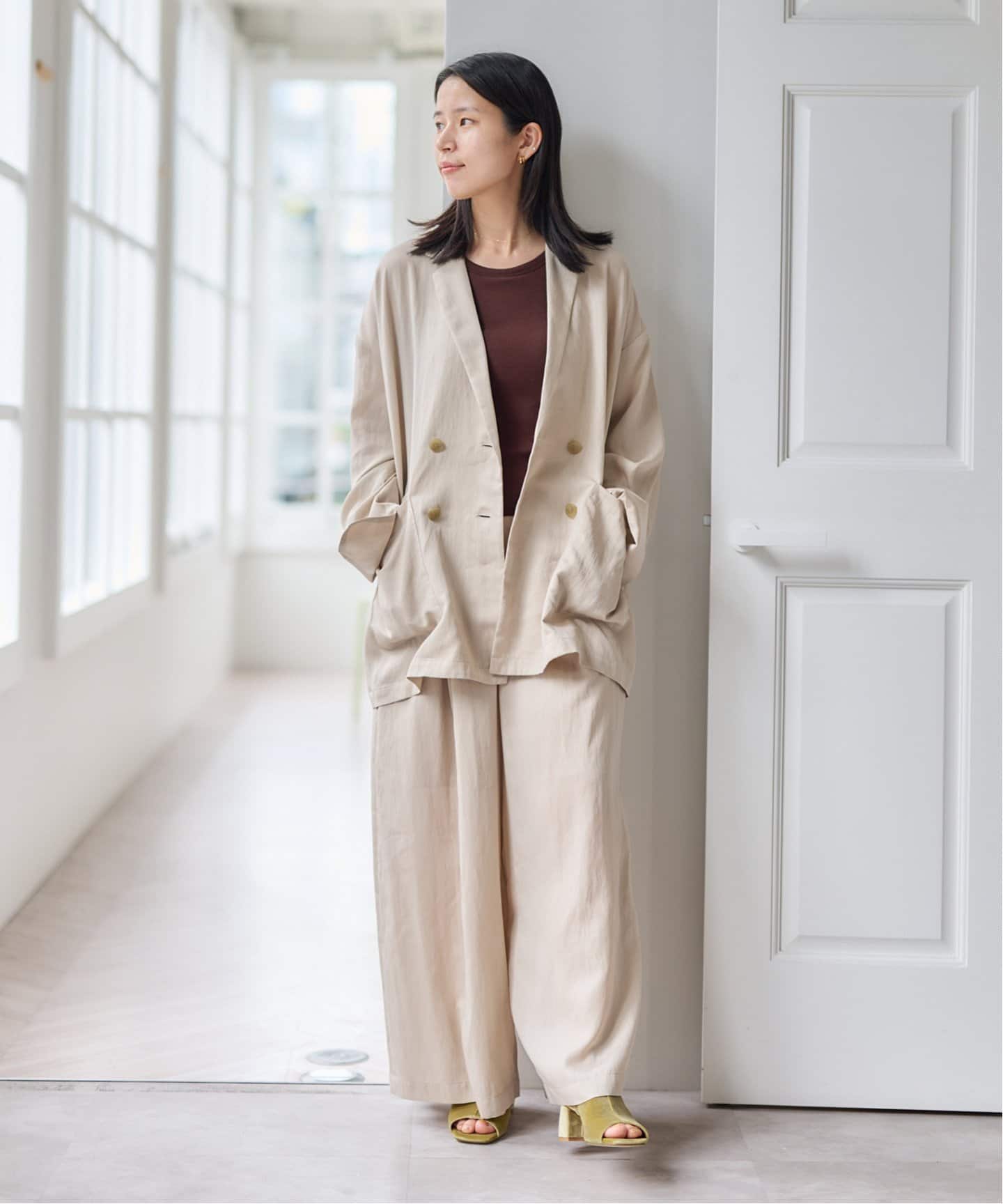 リラクシータックワイドパンツ(S BEIGE): ボトムス │ ETRE