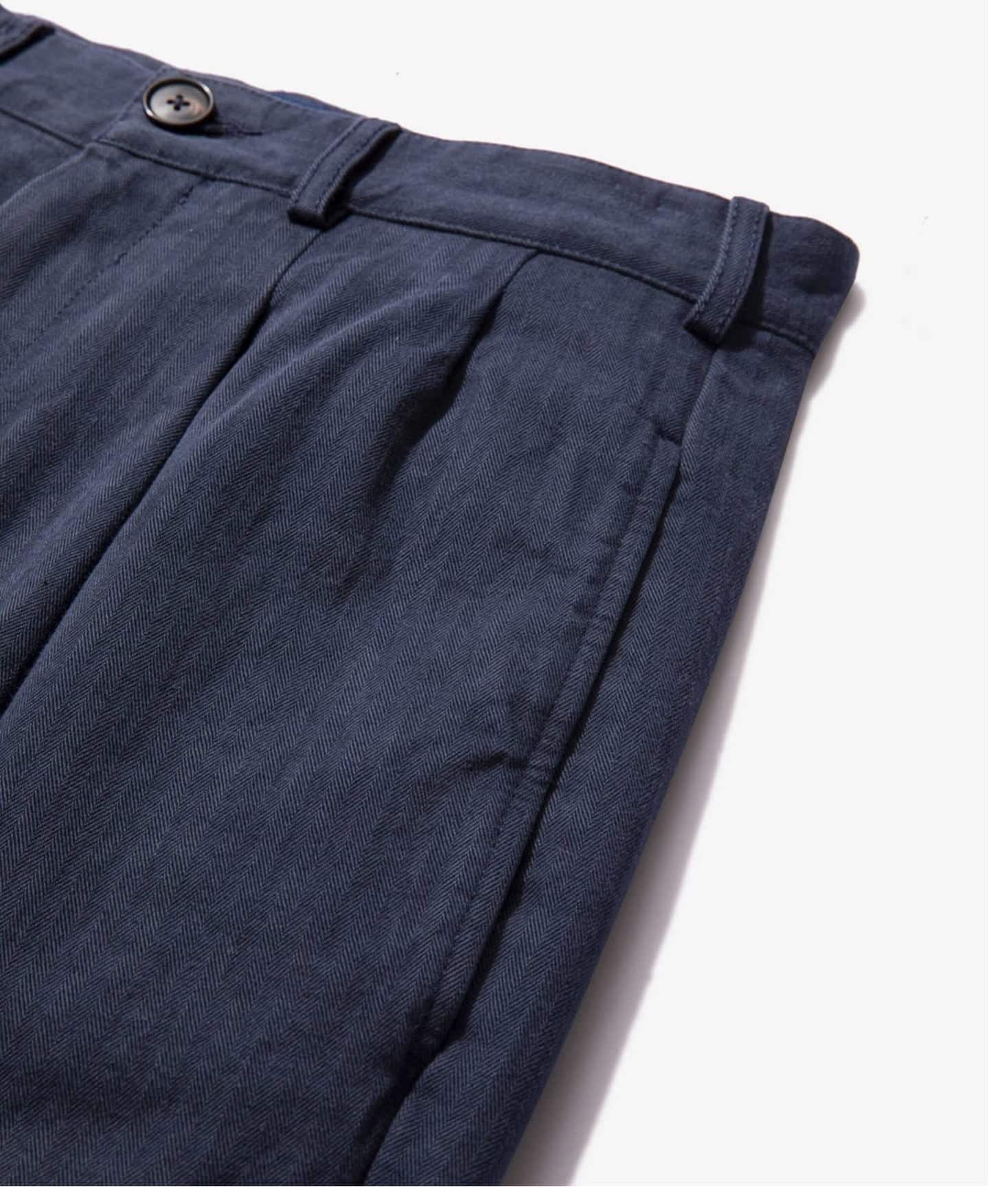 【美品】NOAH ノア ヘリンボーンプリーツチノパンツ ネイビー W30 DOUBLE PLEAT HERRINGBONE PT（その他パンツ）｜NOAH（ノア）の通販