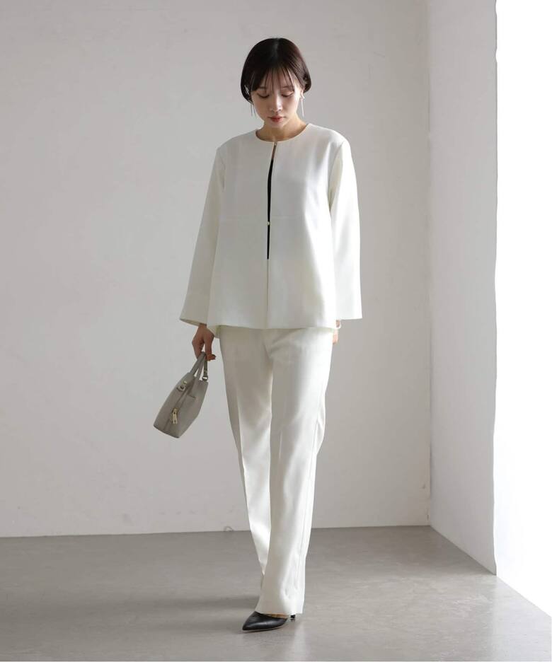 追加》【洗える】ストレッチセミフレアパンツ（スラックス）｜La  