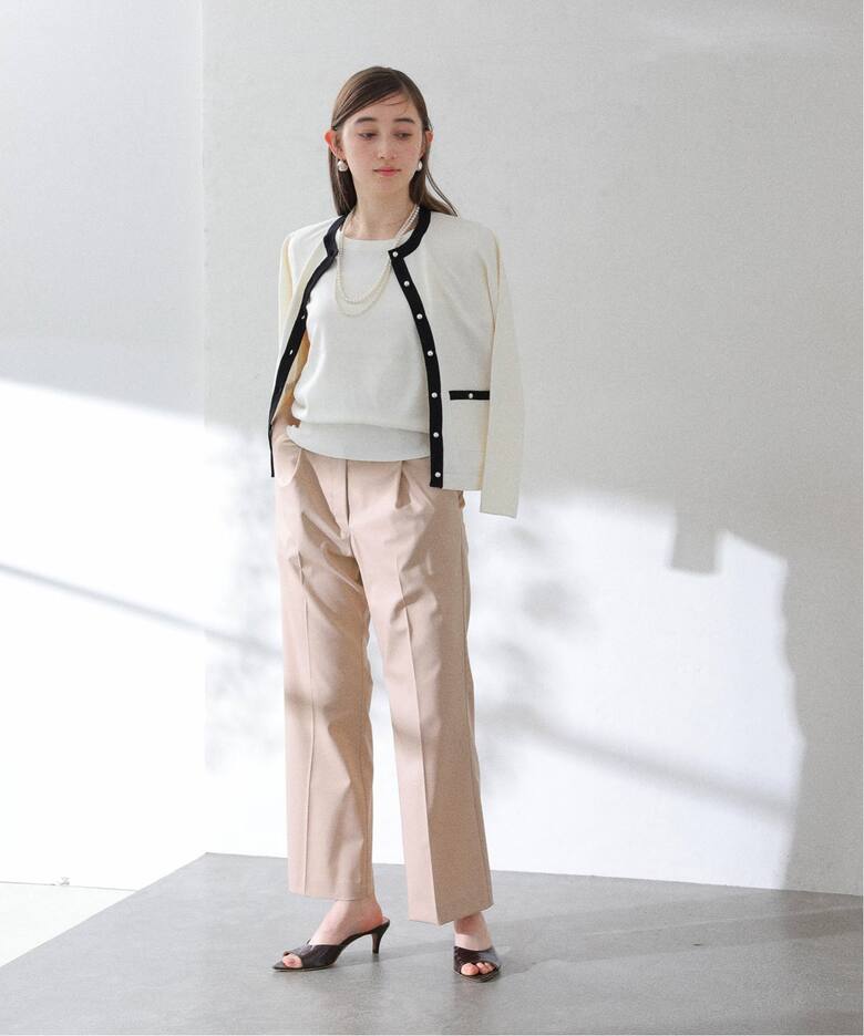 洗える】サイドボタンセミフレアパンツ（スラックス）｜La Totalite  