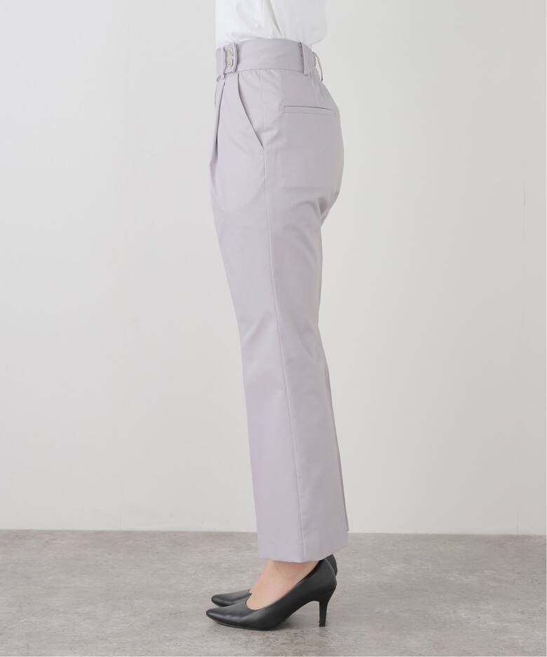 洗える】サイドボタンセミフレアパンツ（スラックス）｜La Totalite  