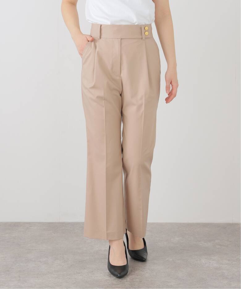 洗える】サイドボタンセミフレアパンツ（スラックス）｜La Totalite  