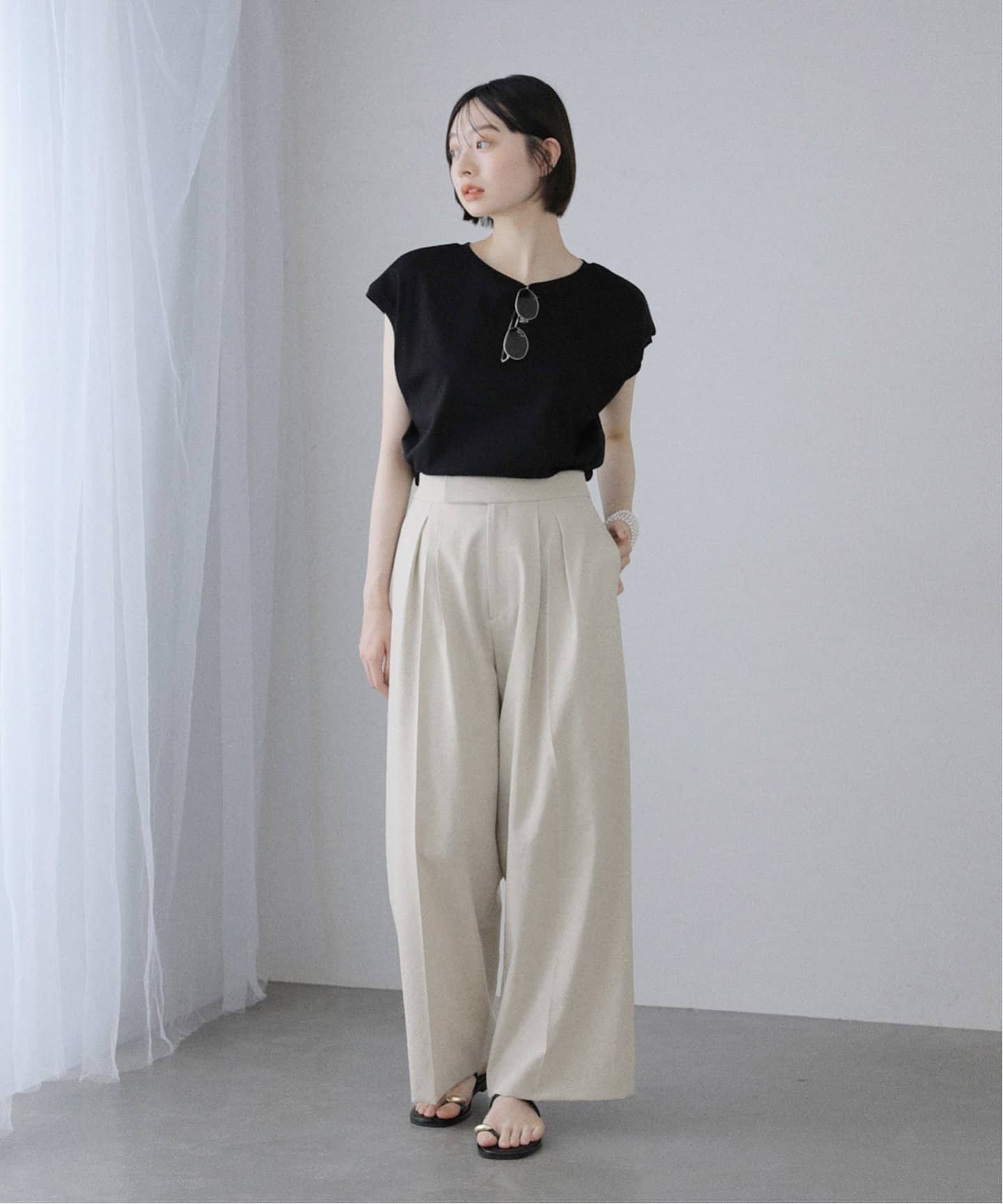 LaTotalite ワイドパンツ　ベイクルーズ 洗える】ワイドタックパンツ（スラックス）｜La Totalite（ラ