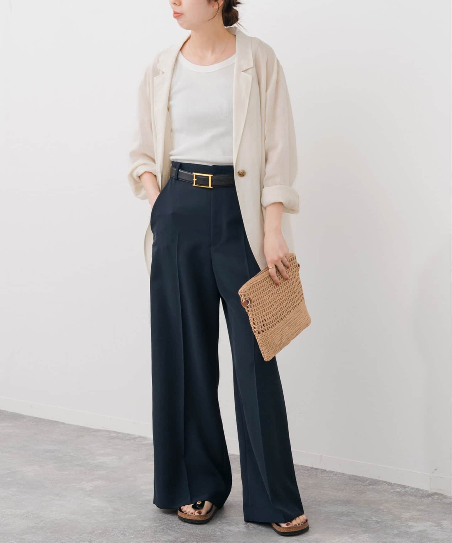 スピックアンドスパン　パンツ　ハイウエストパンツ ハイウエストスラックスパンツ（スラックス）｜Spick and Span