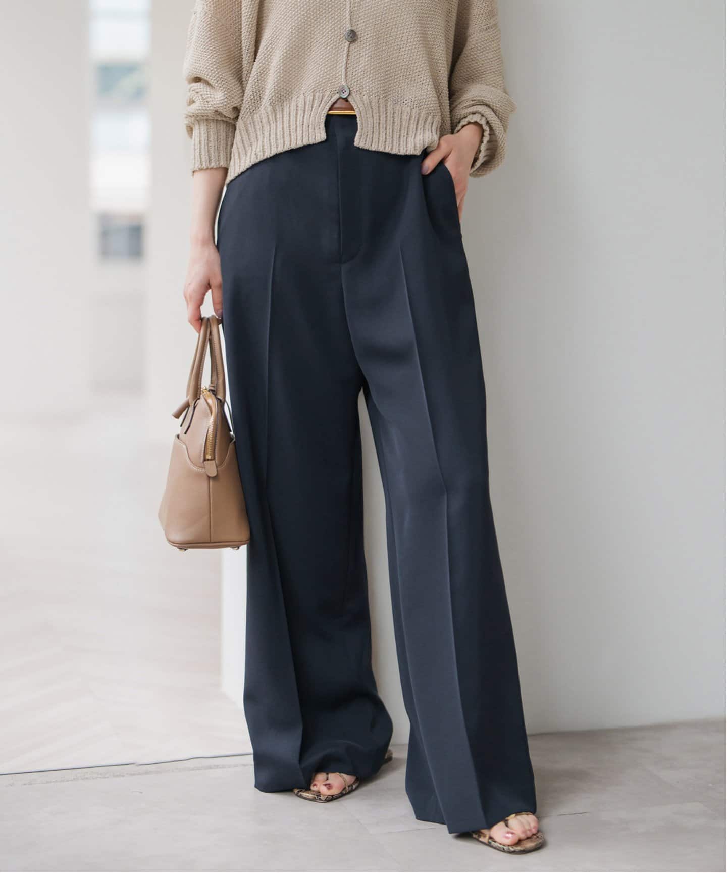 スピックアンドスパン　パンツ　ハイウエストパンツ ハイウエストスラックスパンツ | スピック＆スパン(Spick and