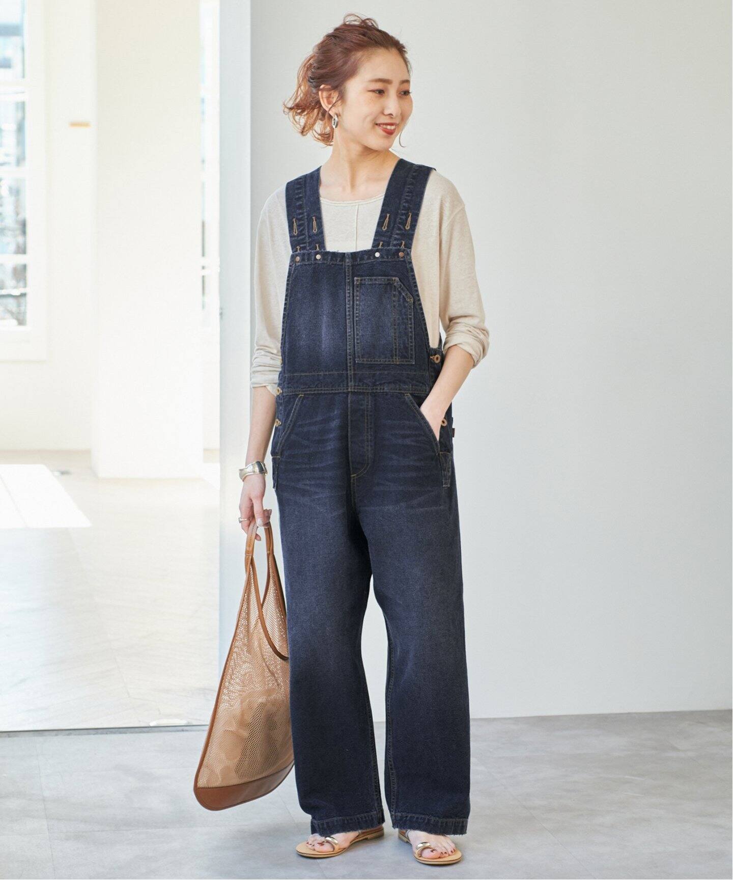 サロペット オーバーオール 「環境配慮素材」GINGHAM SUCKER SALOPETTE 