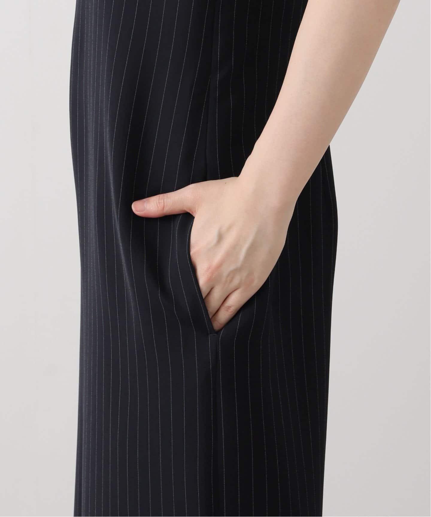 Spick&span ネイビーストライプサロペット　36 スピック＆スパン Spick & Span ピンストライプVサロペット