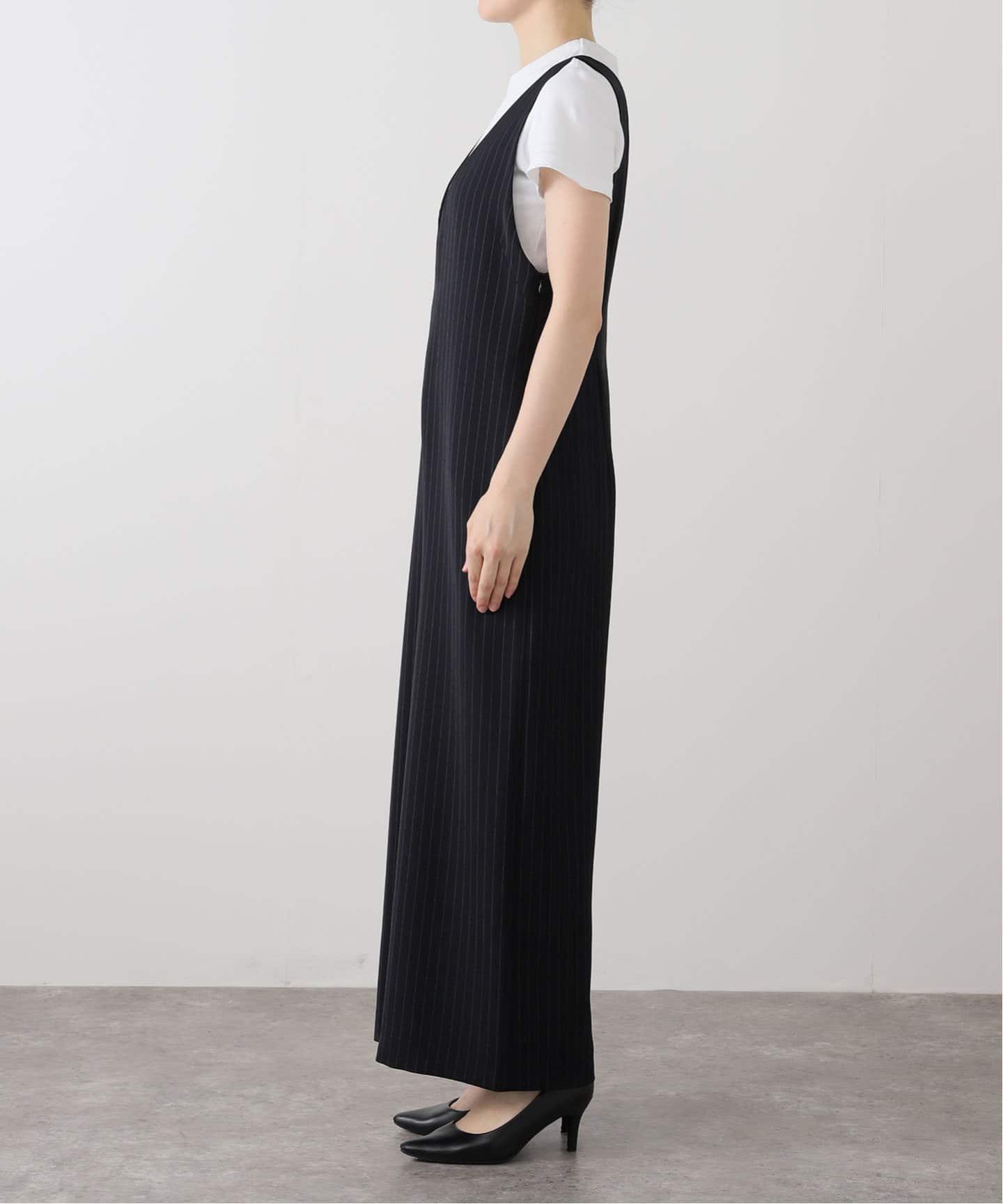 Spick&span ネイビーストライプサロペット　36 ピンストライプVサロペット（サロペット／オーバーオール