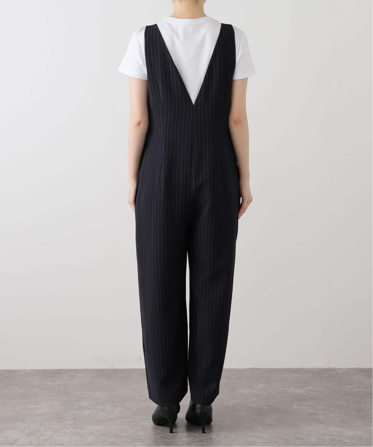 ピンストライプVサロペット（サロペット／オーバーオール）｜Spick and