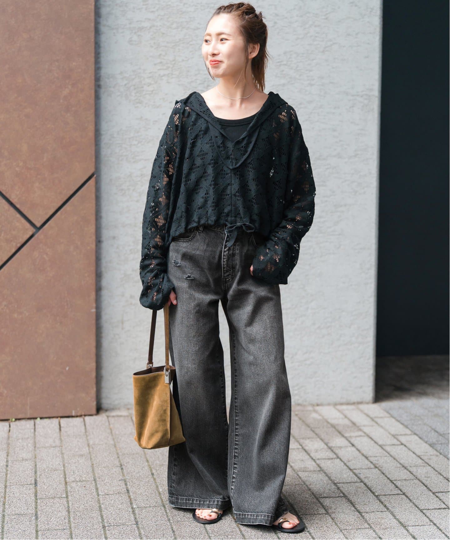 予約》5 1/2 BAGGY DENIM (Black）（デニムパンツ・ジーンズ