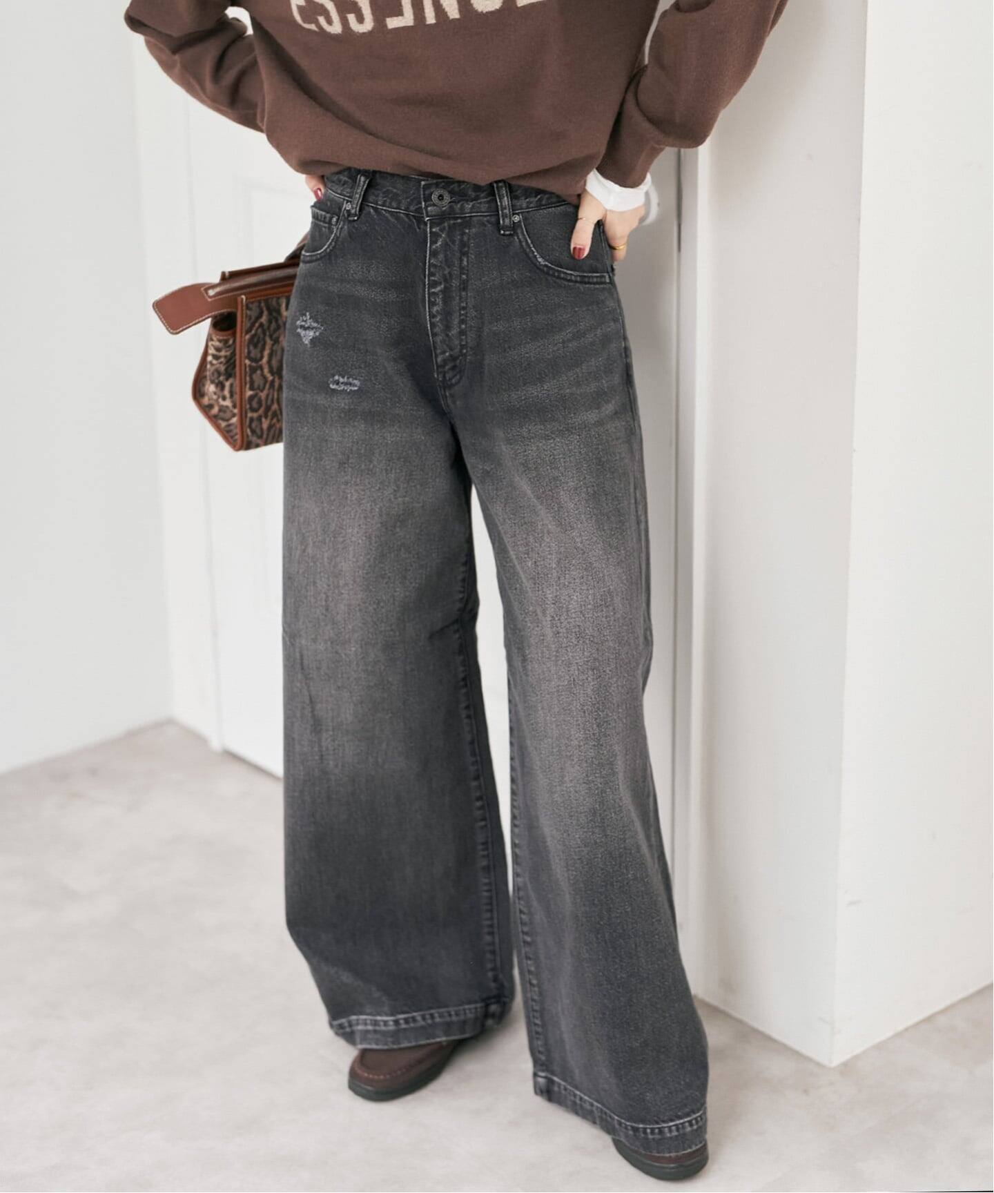 5 1/2 BAGGY DENIM (Black）（デニムパンツ・ジーンズ）｜Spick & Span 