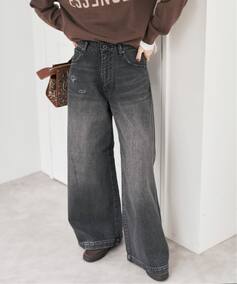 5 1/2 BAGGY DENIM (Black）