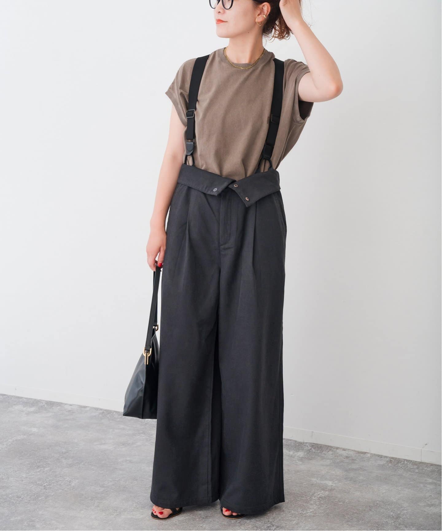 spick and span サスペンダー サスペンダー付きピーチツイルタックパンツ（その他パンツ