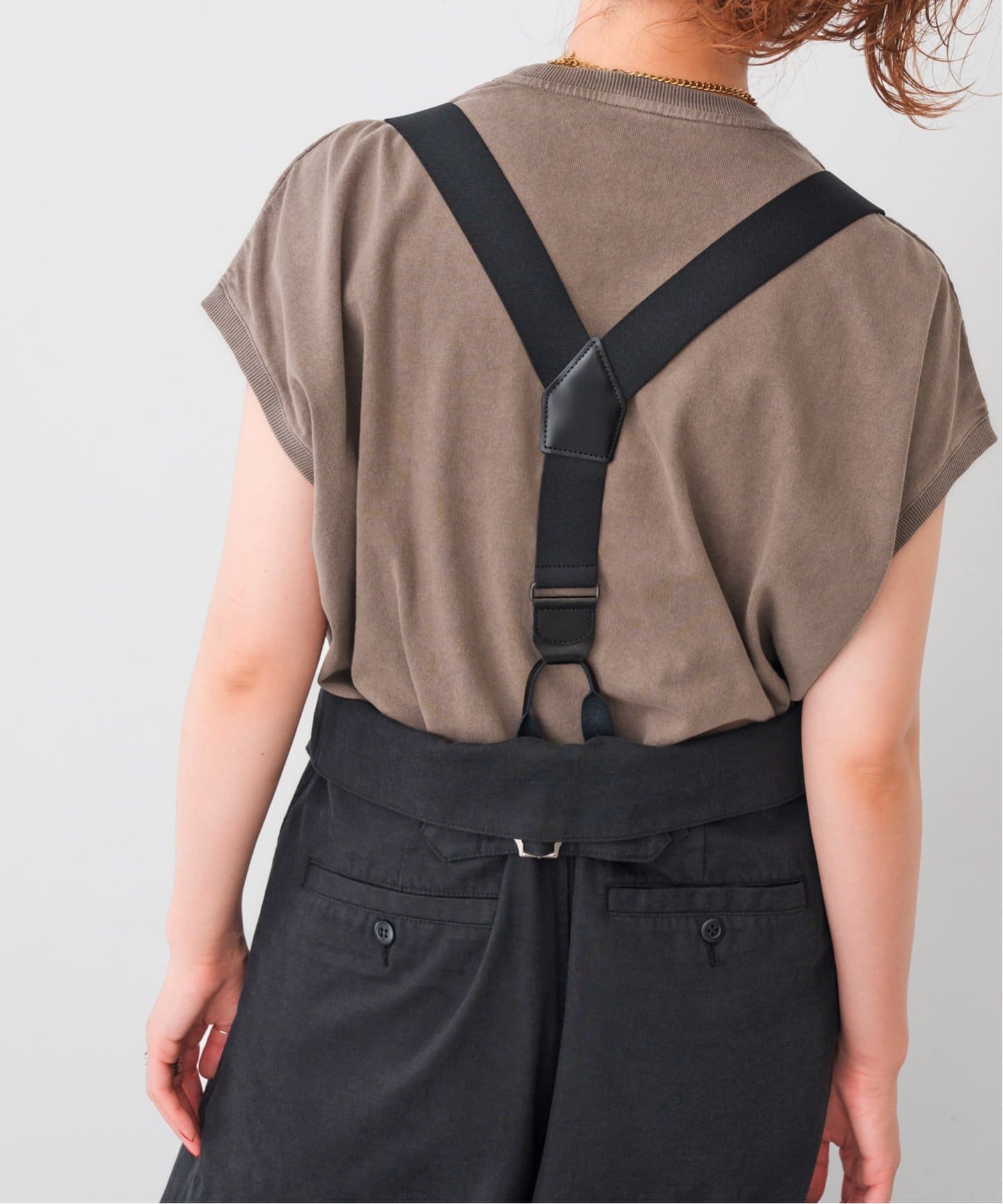 spick and span サスペンダー サスペンダー付きピーチツイルタックパンツ（その他パンツ