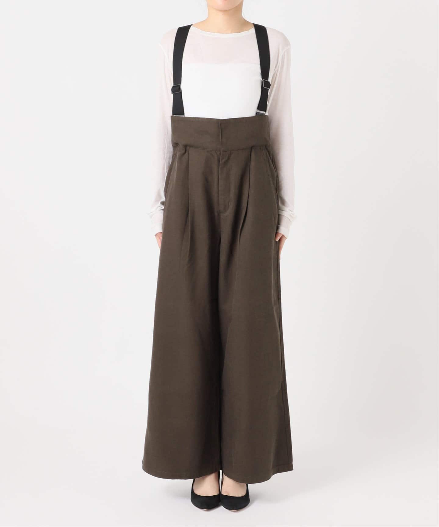 サスペンダー付きピーチツイルタックパンツ（その他パンツ）｜Spick