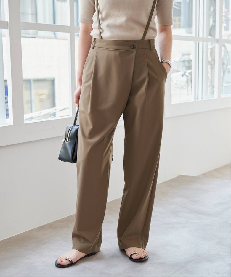 サスペンダー付きアシンメトリータックパンツ（スラックス）｜Spick 