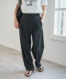 サスペンダー付きアシンメトリータックパンツ