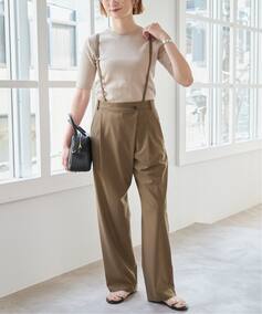 サスペンダー付きアシンメトリータックパンツ（スラックス）｜Spick 
