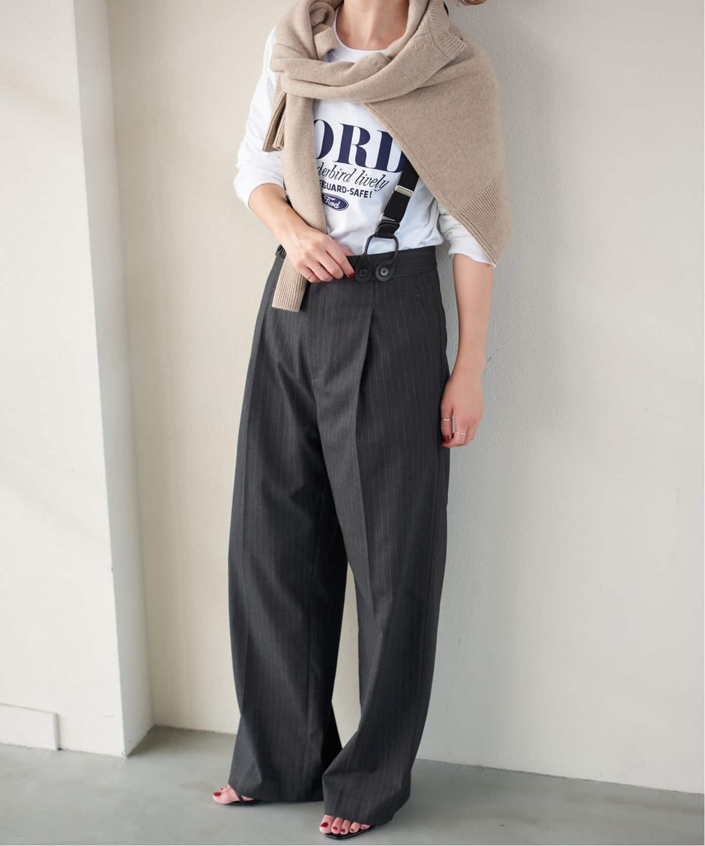 サスペンダー付きワイドストレートパンツ（その他パンツ）｜Spick and