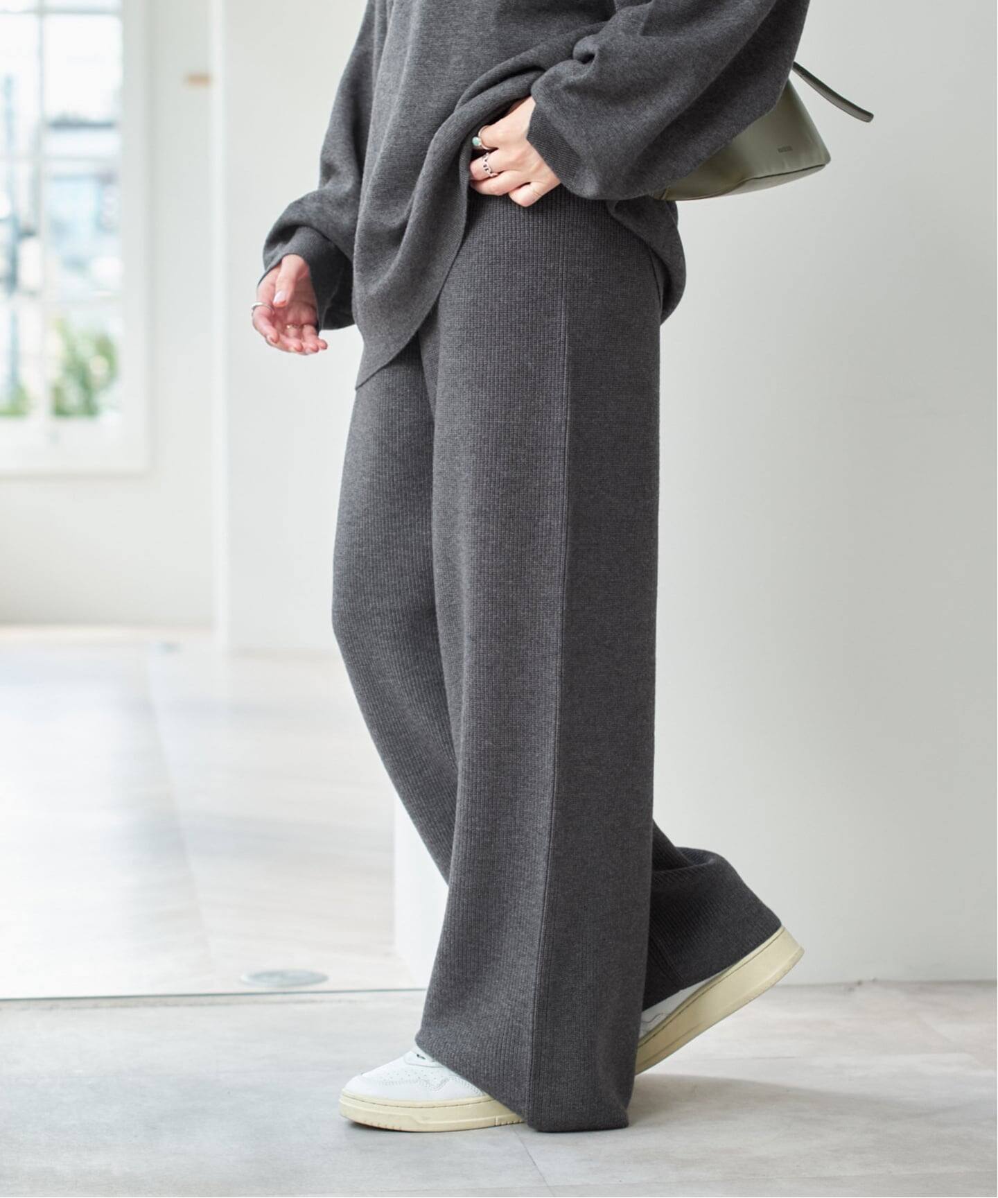 ENFOLD ニットパンツ グリーン パンツ 完売 ウール ニット 予約》片畦ニットパンツ（その他パンツ）｜Spick and Span