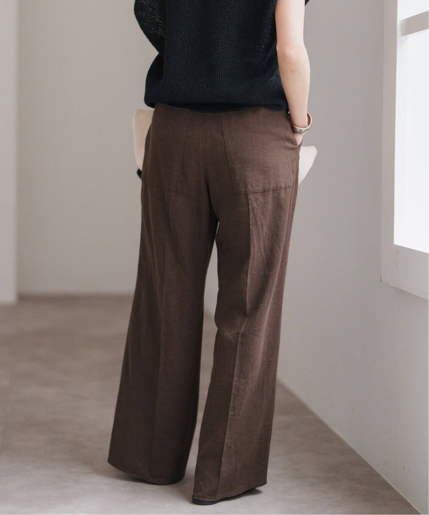 Spick and Span ハイブリッドラミー1タックパンツ ブラウン 34 スピック＆スパン Spick & Span ハイブリッドラミー1タック