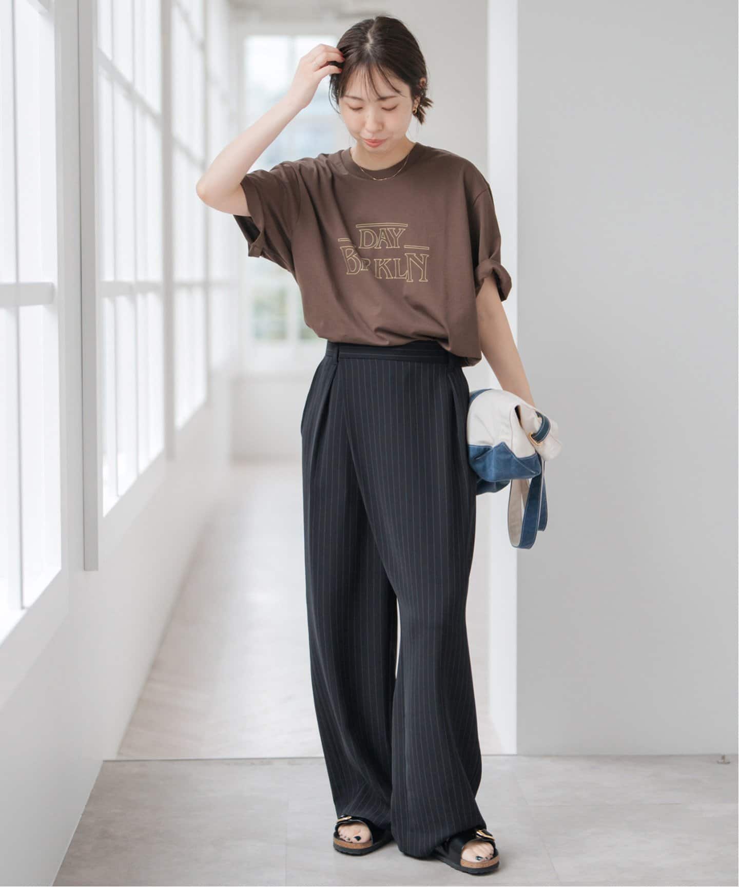 Spick & Span ストライプ パンツ 夏 ドレープストライプラップパンツ（スラックス）｜Spick and Span