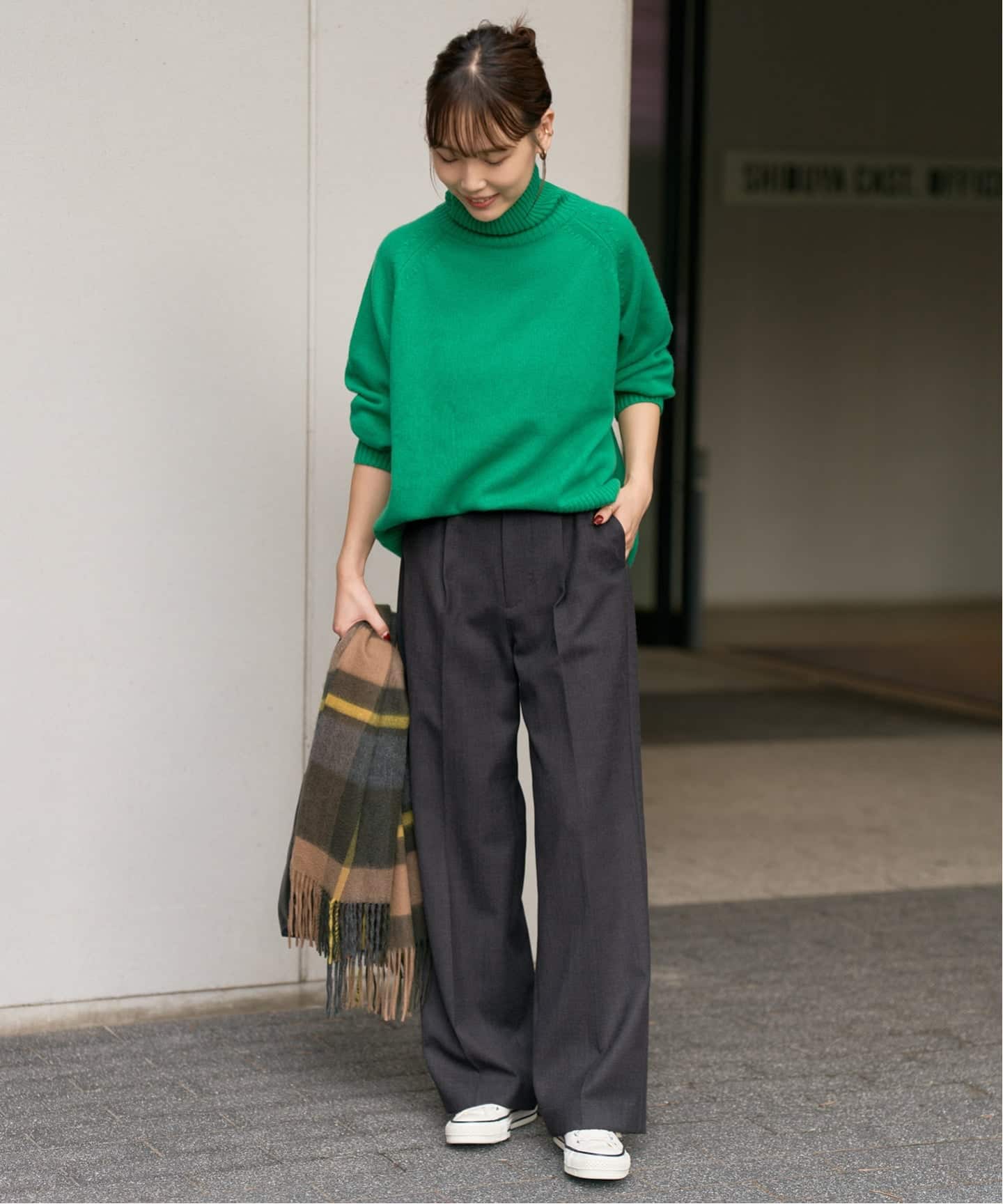 spick&span ハイブリッドダブルクロスワンタックパンツ 38 Spick & Span - スピック&スパン ハイブリッドダブルクロス