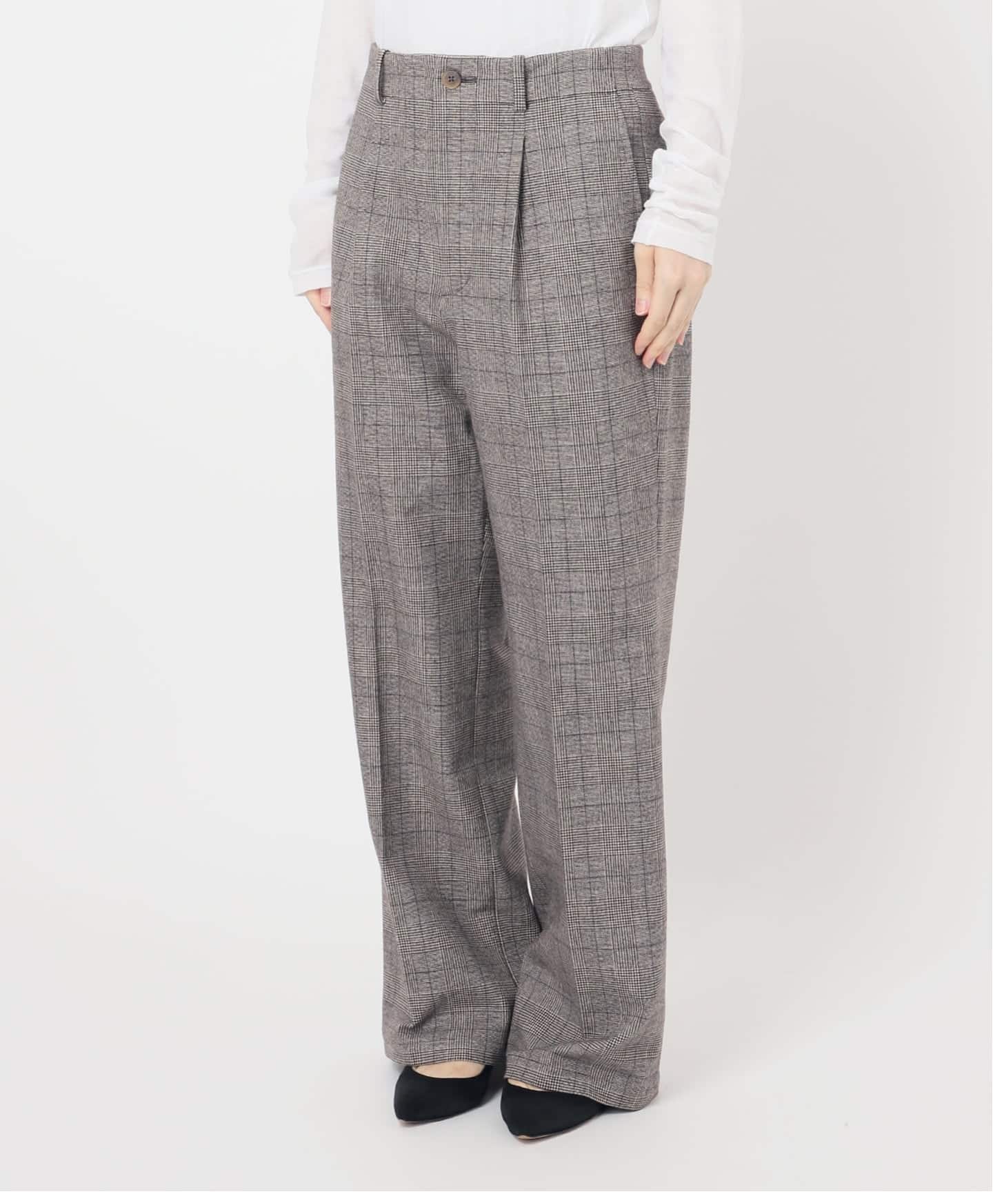 Spick and span  グレンチェック　テーパードパンツ スラックス 涼しい最高パンツ テーパードパンツ ウォッシャブル