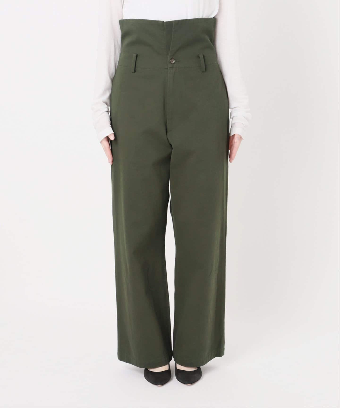 【美品】Spick and span 2WAYハイウエストパンツ オリーブ Higuchi*S2WAYハイウエストパンツ（チノパンツ）｜Spick & Span