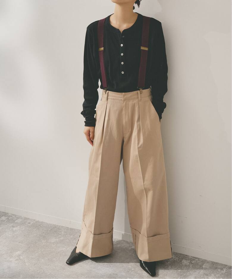 サスペンダーチノパン 定価3.9万 RE-PURPOSE チノパン M ベージュ  