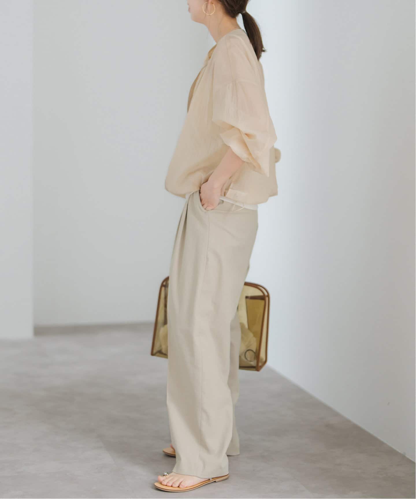【未使用】Spick and Span トリアセテート クロップドタックパンツ Spick&Span ハイライズタックテーパードパンツ クロップドパンツ