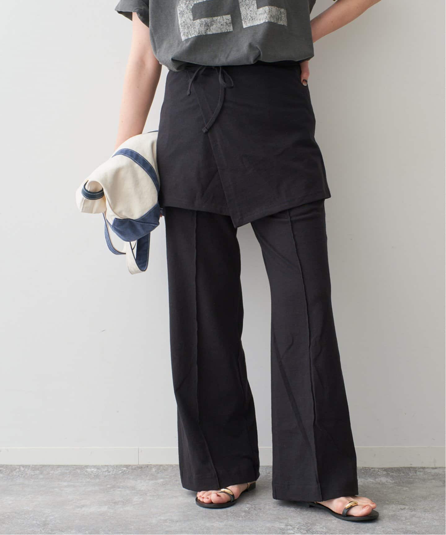 【POOLDE】レザー　レイヤードパンツ　S POOLDE】レザー レイヤードパンツ S