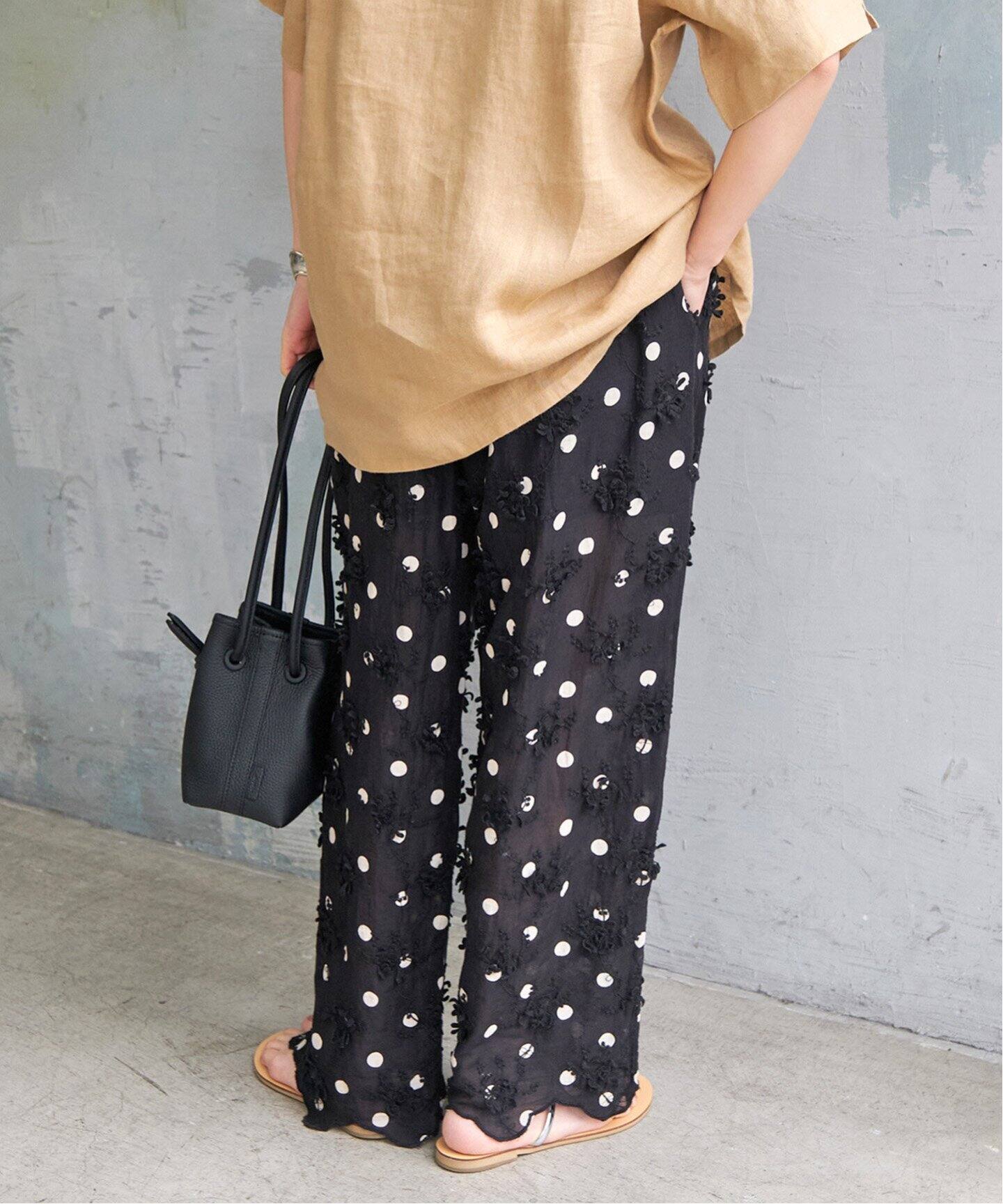 追加予約》crinkle crinkle crinkle 3D embroidery dot pants CC-2508 