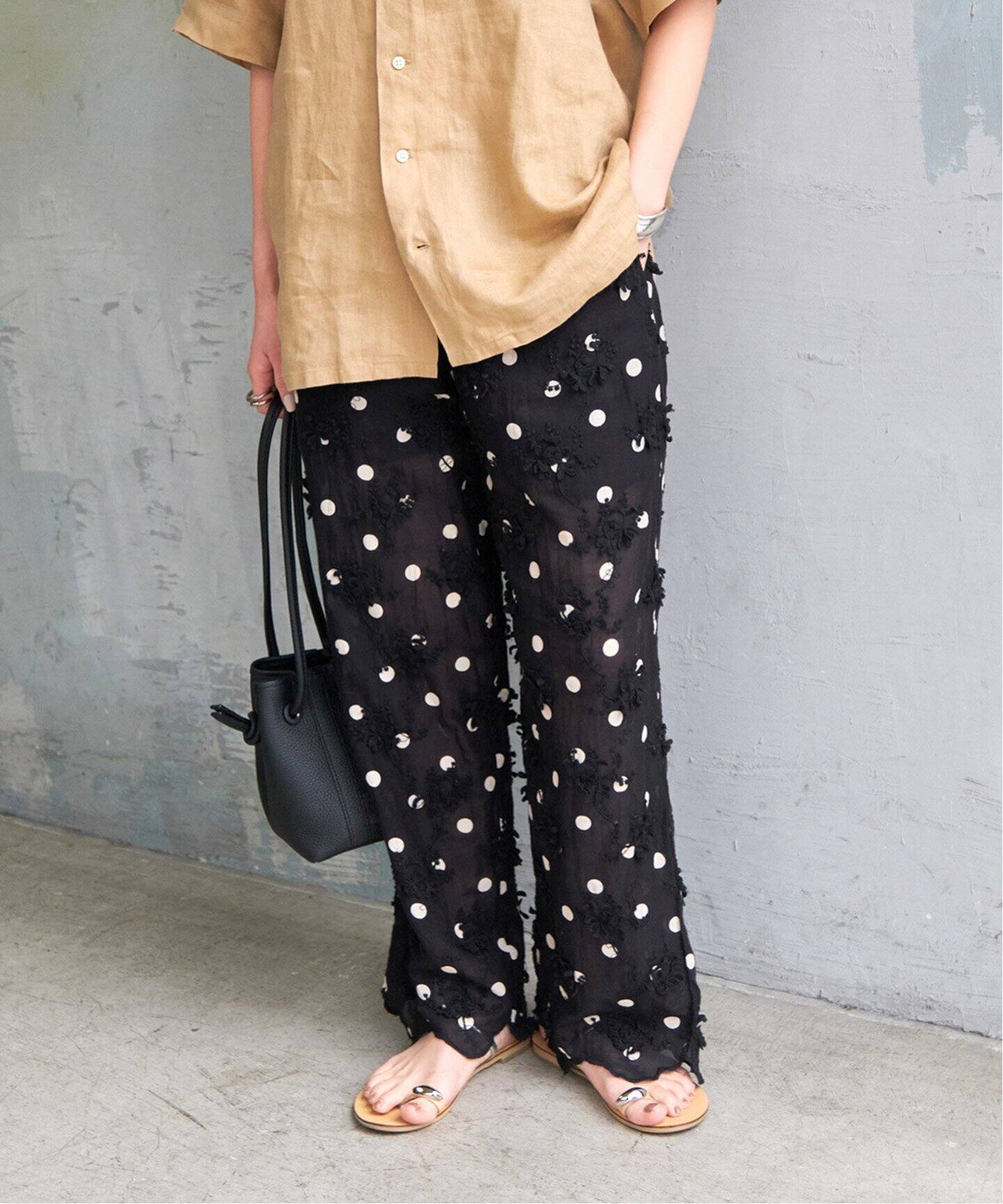 追加予約》crinkle crinkle crinkle 3D embroidery dot pants CC-2508  