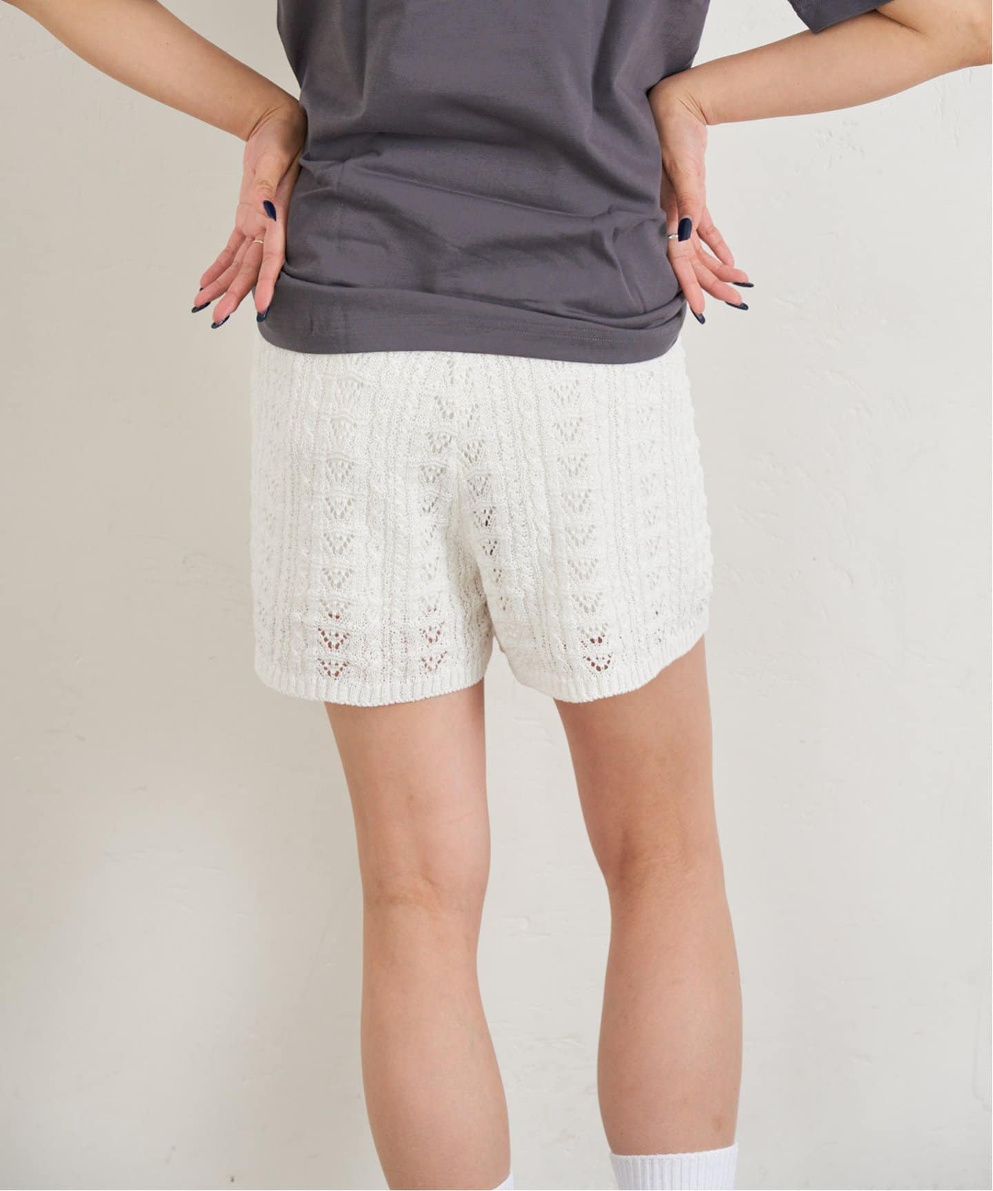 柄編みニットショートパンツ（ショート・ハーフパンツ）｜U by