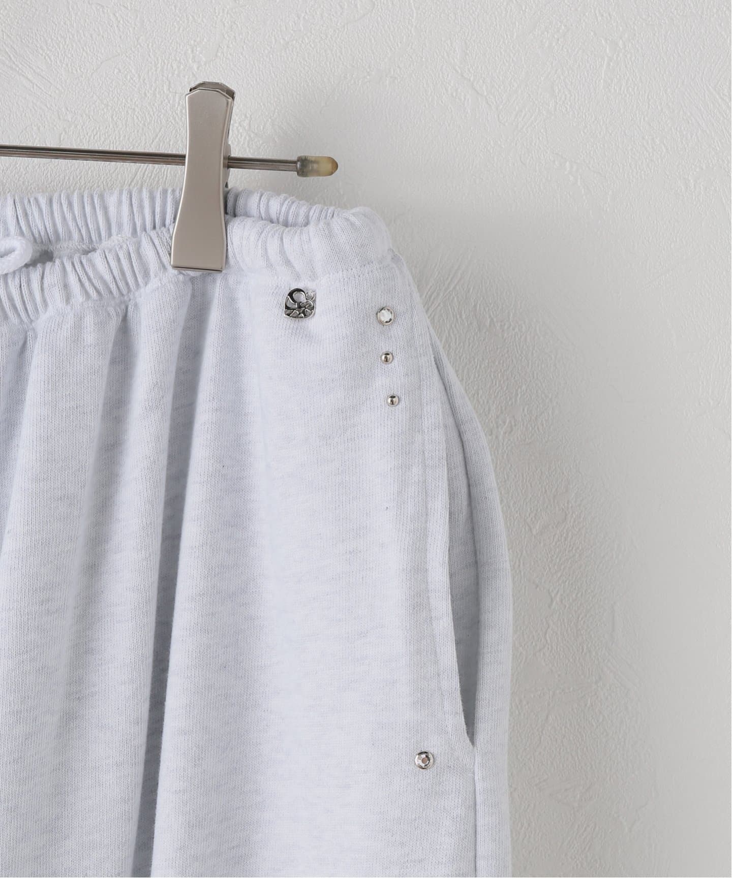 ★CRANK★STUD COTTON SWEAT PANTS_WHITE★正規品/韓国直送料込 CRANK/クランク STUD COTTON SWEAT PANTS（スウェットパンツ