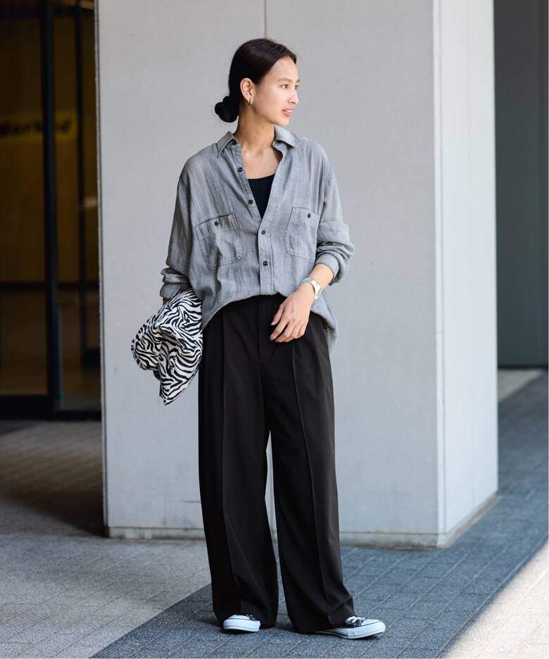 ≪追加≫ウォッシャブルTWタックワイドパンツ（スラックス  