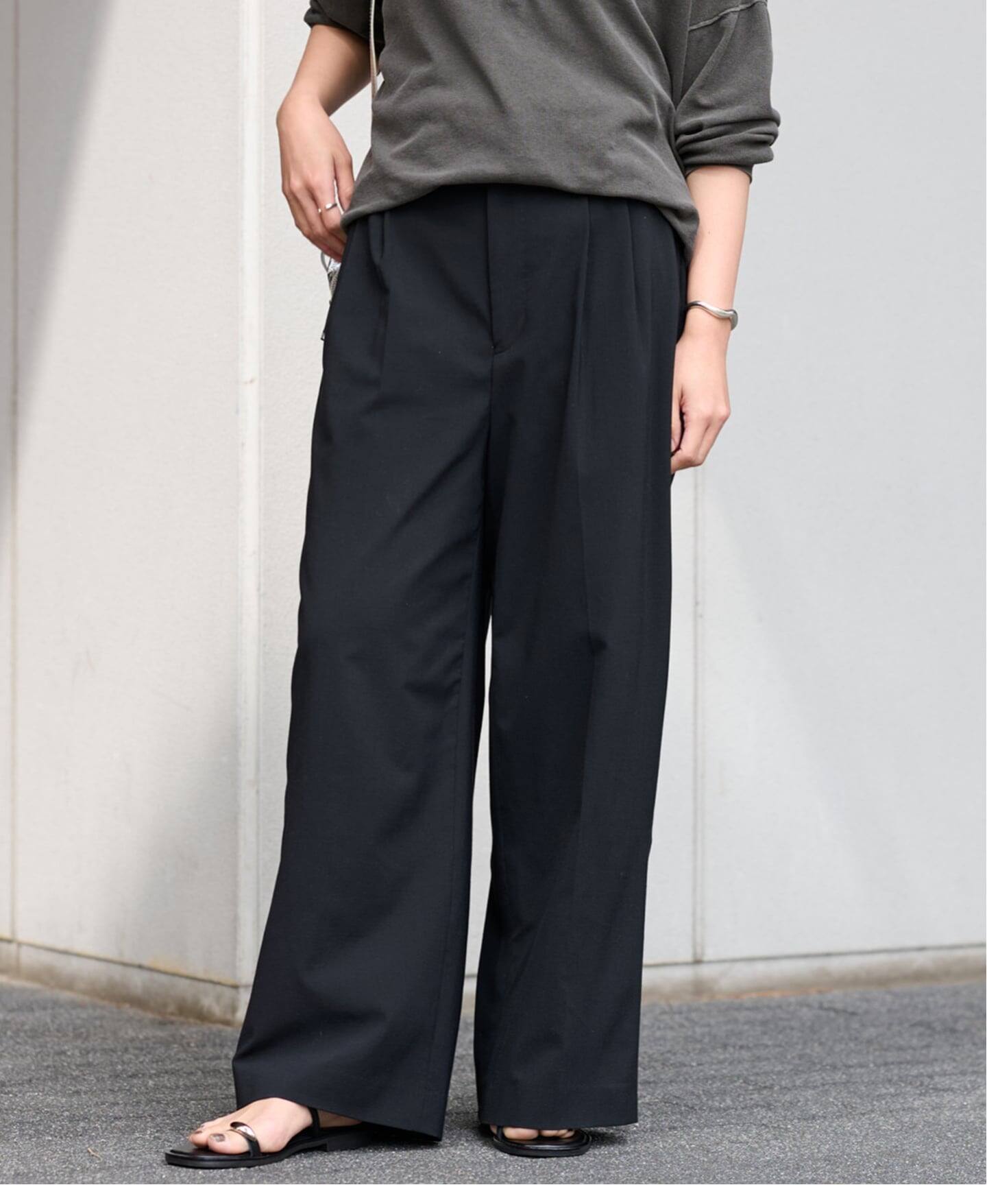 ≪追加≫ウォッシャブルTWタックワイドパンツ（スラックス