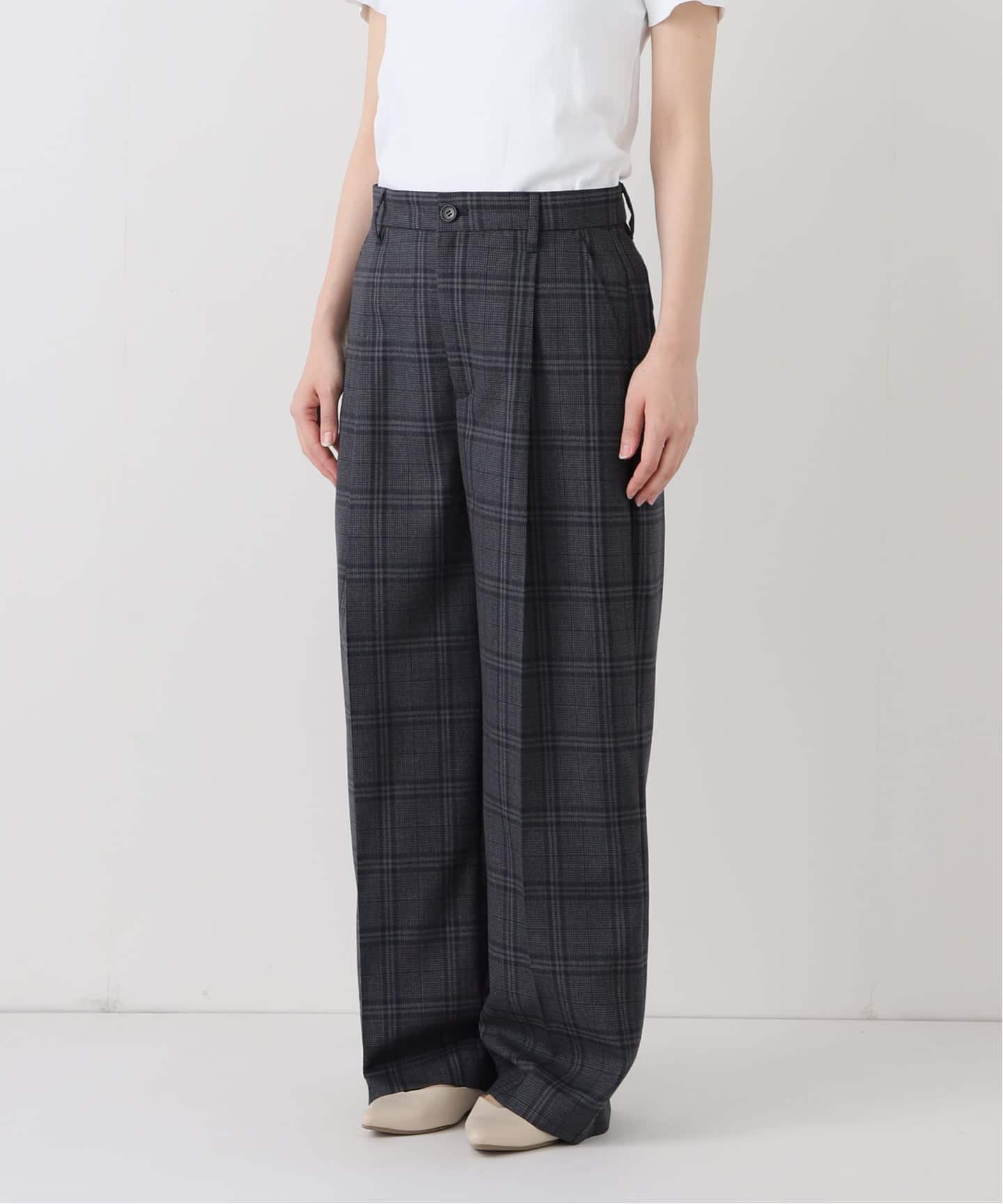 グレンチェックストレートパンツ（スラックス）｜FRAMeWORK