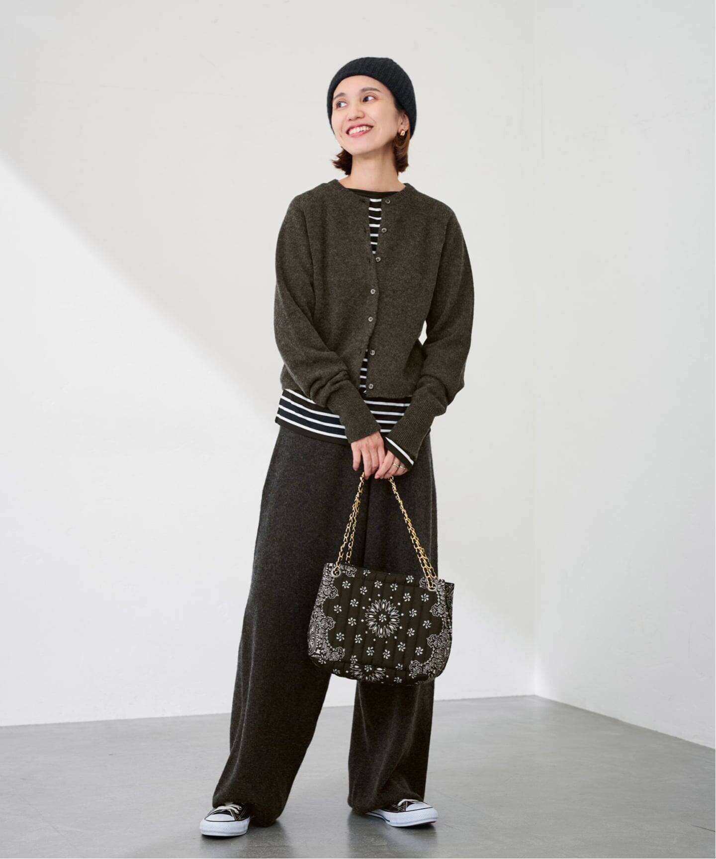 新品⭐︎FRAMeWORK WOOL ニットワイドパンツ　ブラウン36 FRAMeWORK】WOOLニットワイドパンツ 36 【公式通販】