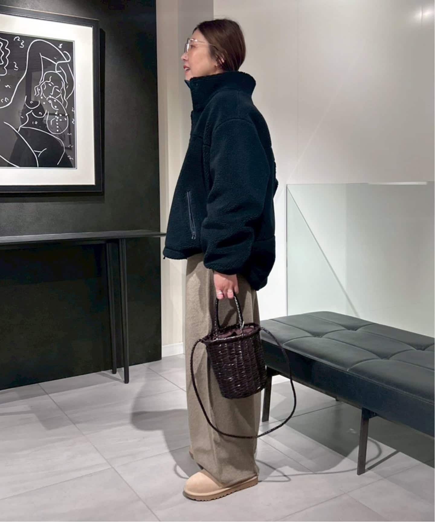 新品⭐︎FRAMeWORK WOOL ニットワイドパンツ　ブラウン36 FRAMeWORK（フレームワーク）の「WOOLニットワイドパンツ（その他