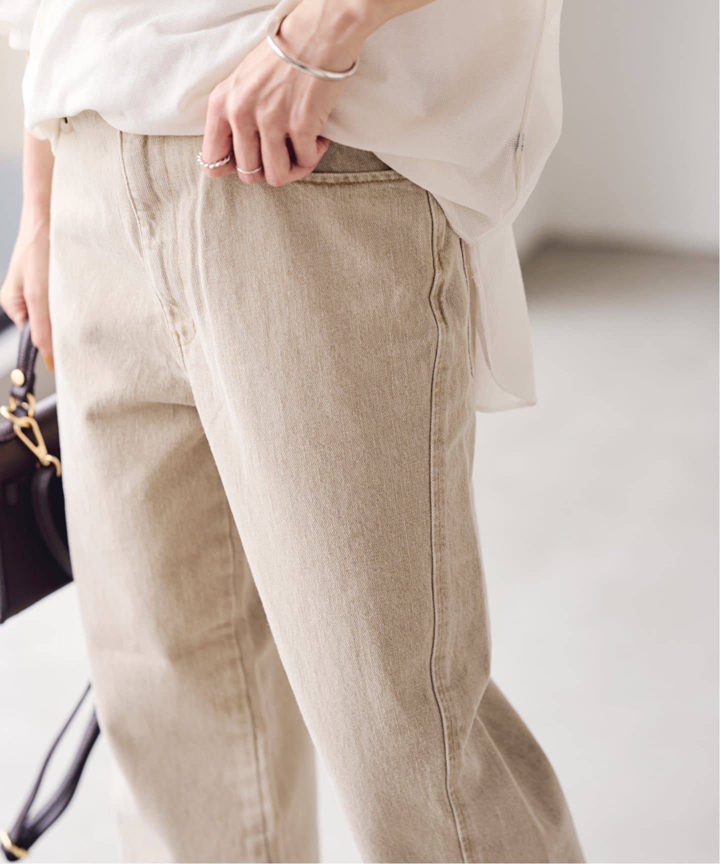 FRAMeWORK✨新品5Pストレートレッグデニム(ベージュ) 5Pストレートレッグデニムパンツ（デニムパンツ・ジーンズ